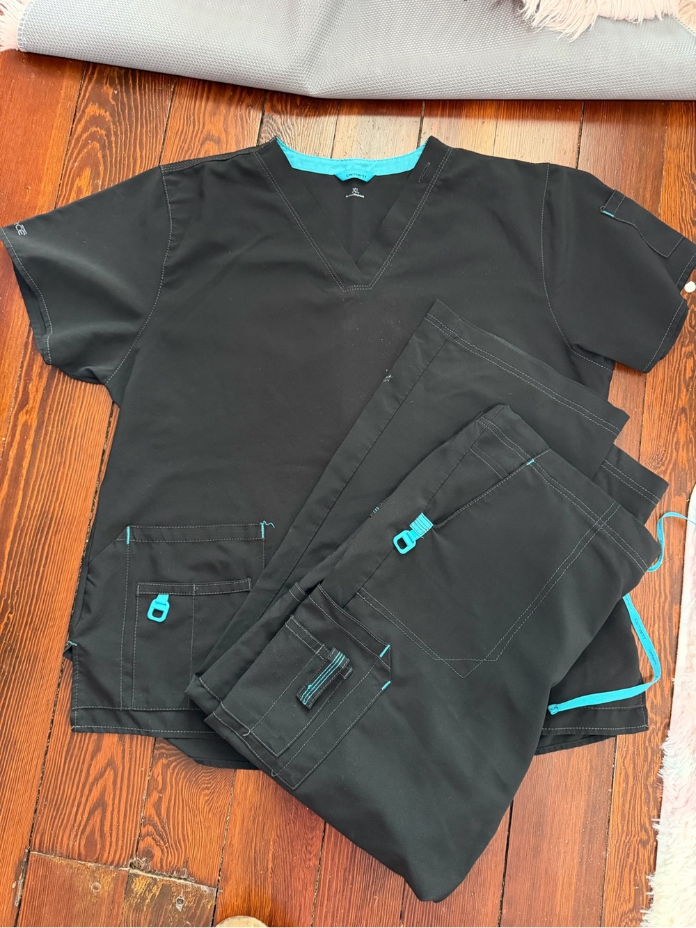 Carhartt Black Scrub Set with Teal Trim